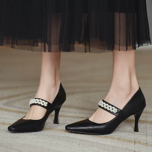 Fashion Stiletto Soft Pearl High Heels - MYLUXURY LANE ENTERPRISE