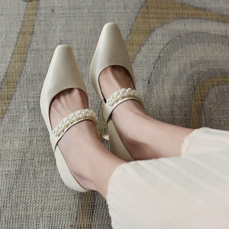 Fashion Stiletto Soft Pearl High Heels - MYLUXURY LANE ENTERPRISE