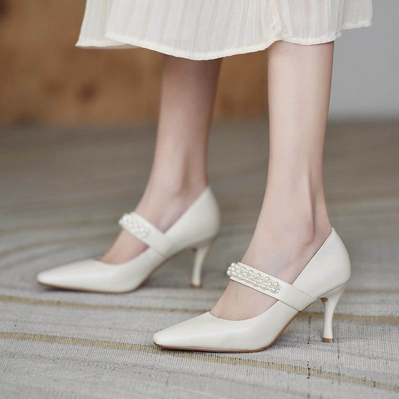 Fashion Stiletto Soft Pearl High Heels - MYLUXURY LANE ENTERPRISE