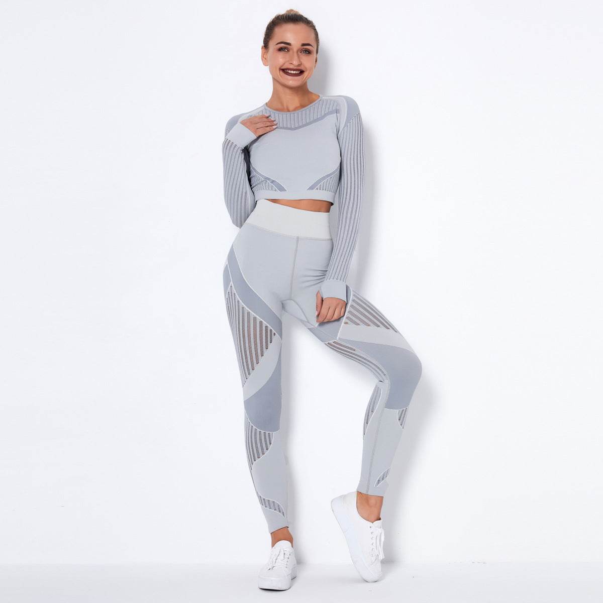Seamless Knitted Absorbent Yoga Long-Sleeved Suit Yoga Wearsuit - MYLUXURY LANE ENTERPRISE