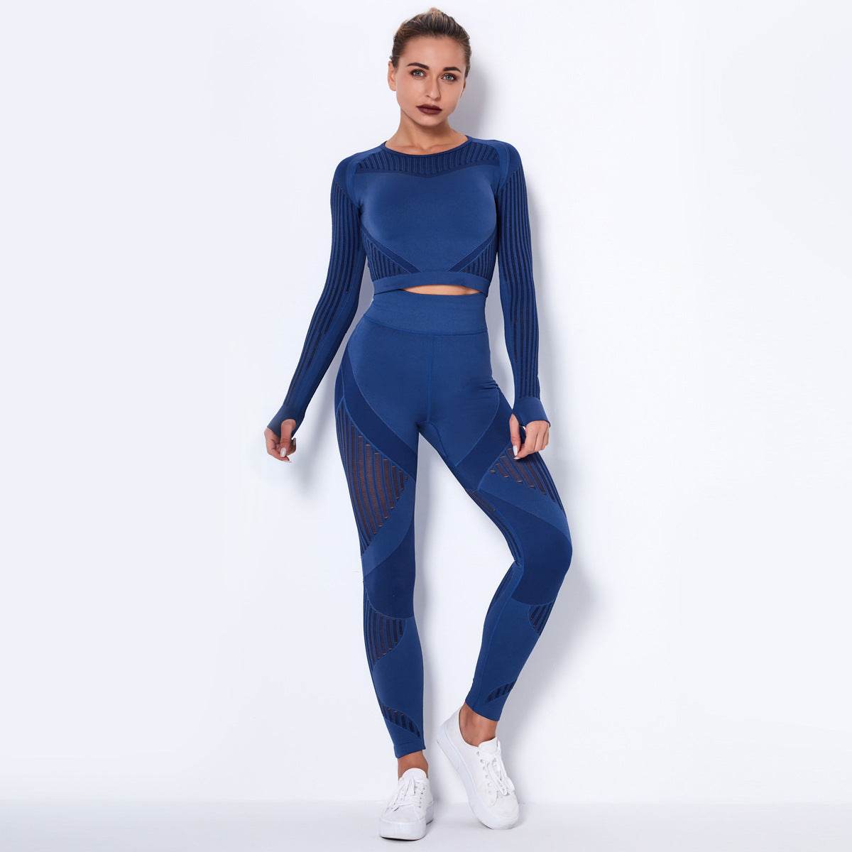 Seamless Knitted Absorbent Yoga Long-Sleeved Suit Yoga Wearsuit - MYLUXURY LANE ENTERPRISE