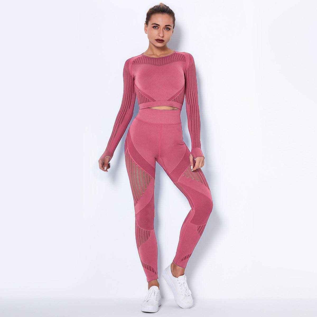 Seamless Knitted Absorbent Yoga Long-Sleeved Suit Yoga Wearsuit - MYLUXURY LANE ENTERPRISE