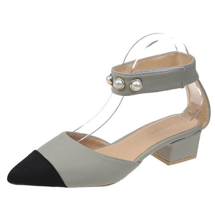 Womens Pumps Shoes Dorsay Ankle Strap Square Heels Pointed Toe String Bead Sweet Strap - MYLUXURY LANE ENTERPRISE