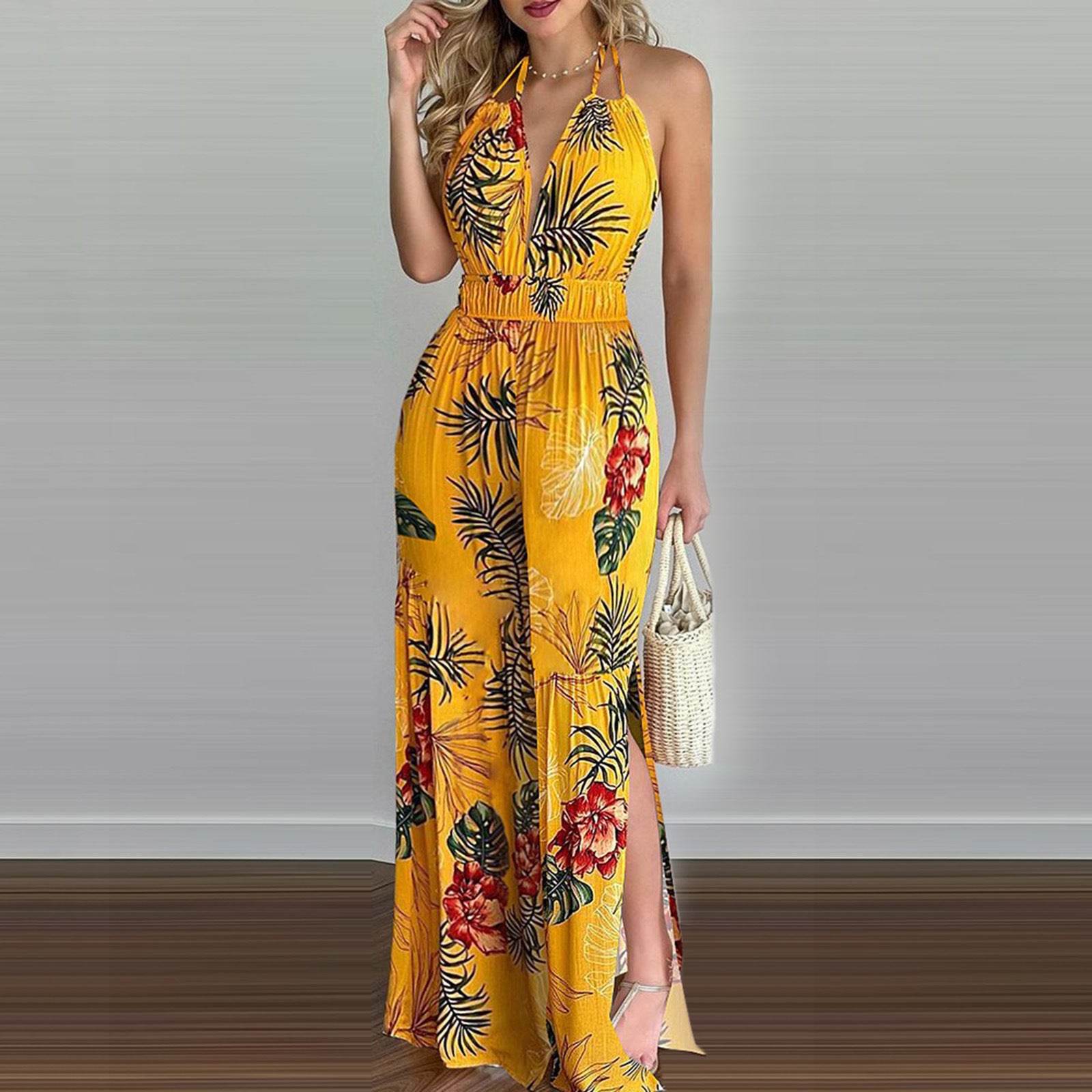 European And American Women'S Clothing Aliexpress Wish Stand-Alone Digital Printing Colorful Jumpsuit - MYLUXURY LANE ENTERPRISE