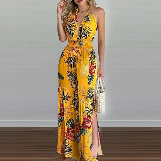 European And American Women'S Clothing Aliexpress Wish Stand-Alone Digital Printing Colorful Jumpsuit - MYLUXURY LANE ENTERPRISE