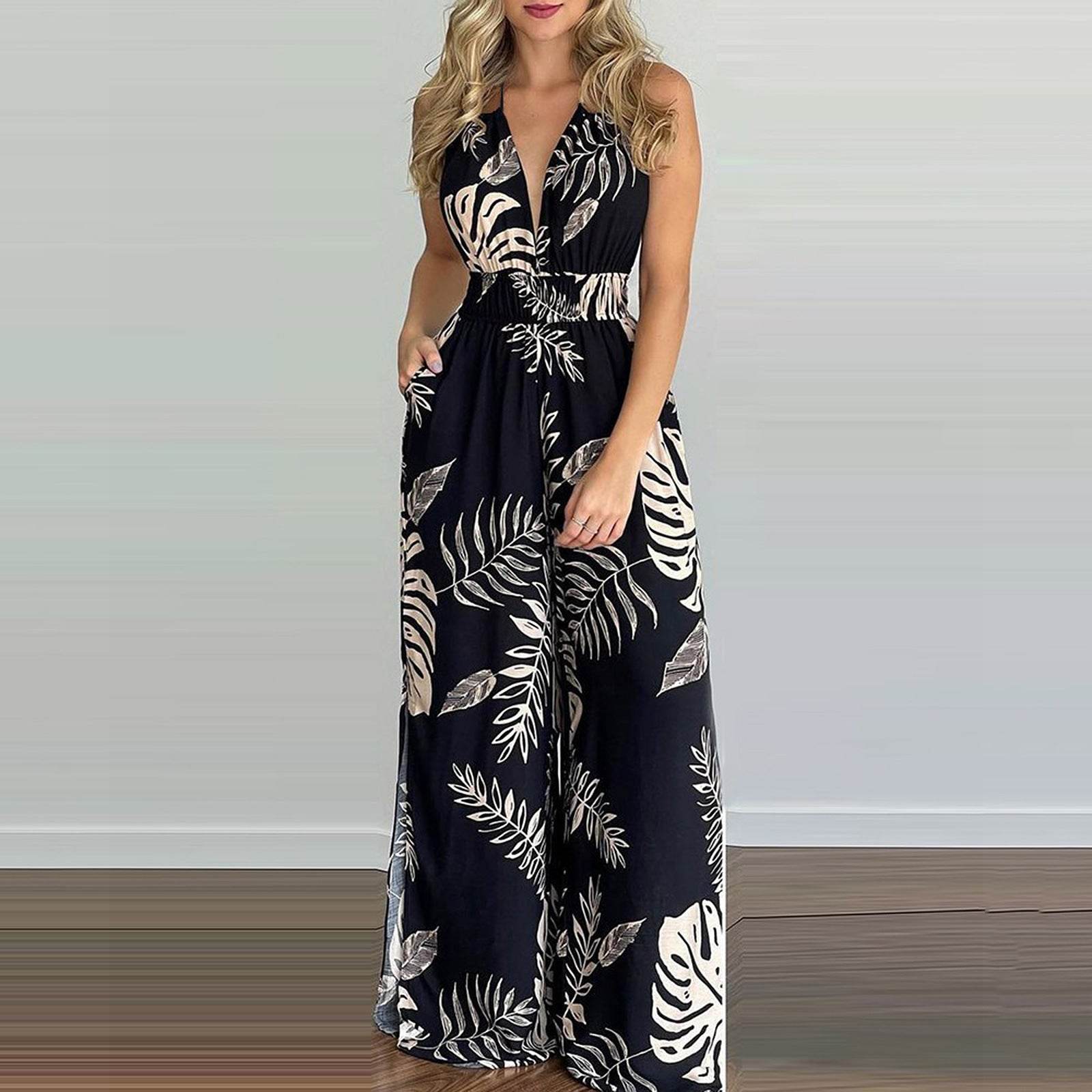 European And American Women'S Clothing Aliexpress Wish Stand-Alone Digital Printing Colorful Jumpsuit - MYLUXURY LANE ENTERPRISE