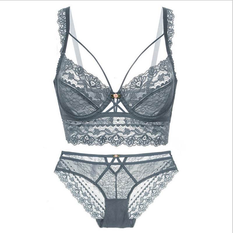 Ultra-thin Non-sponge Sexy Bra Set With Lace Embroidery - MYLUXURY LANE ENTERPRISE
