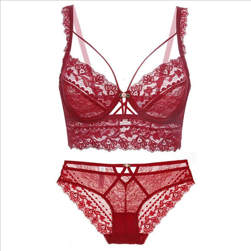 Ultra-thin Non-sponge Sexy Bra Set With Lace Embroidery - MYLUXURY LANE ENTERPRISE