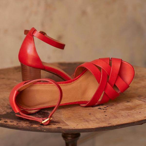 High Heel Chunky Heel Buckle Sandals - MYLUXURY LANE ENTERPRISE
