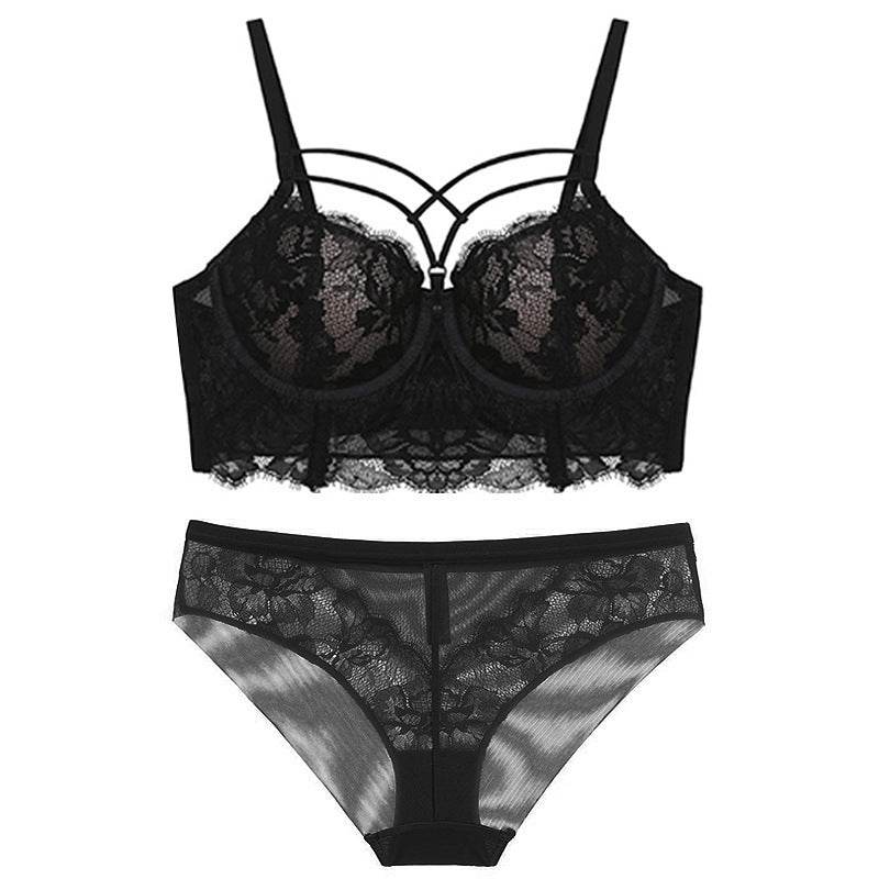 Lingerie Feminine Lace Bra Set With Underwire Bra - MYLUXURY LANE ENTERPRISE