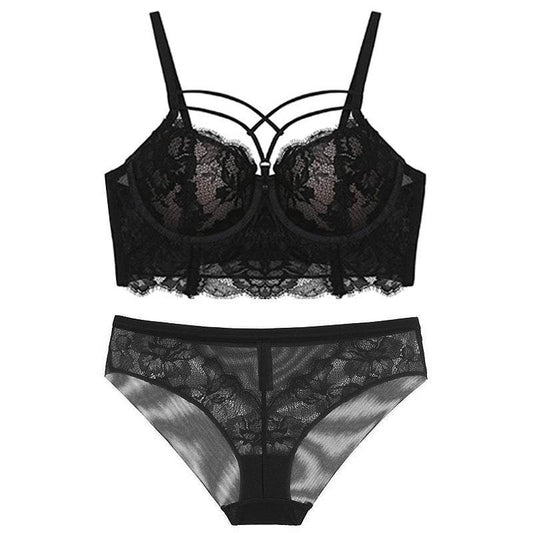 Lingerie Feminine Lace Bra Set With Underwire Bra - MYLUXURY LANE ENTERPRISE