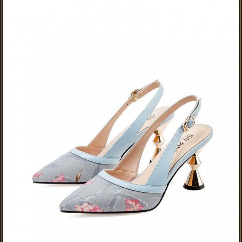 Pointed Shallow Mouth Mid-heel Single Shoes All-match High Heels - MYLUXURY LANE ENTERPRISE