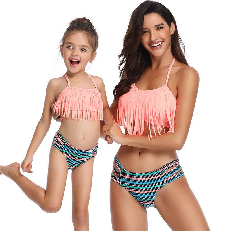 Parent-child Swimsuit Tassel Split Bikini - MYLUXURY LANE ENTERPRISE