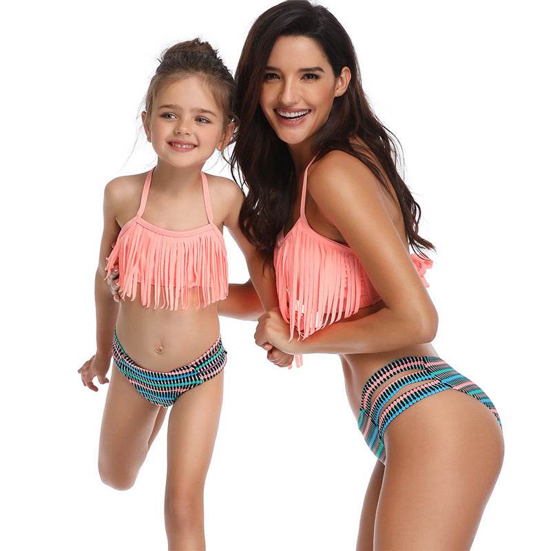 Parent-child Swimsuit Tassel Split Bikini - MYLUXURY LANE ENTERPRISE