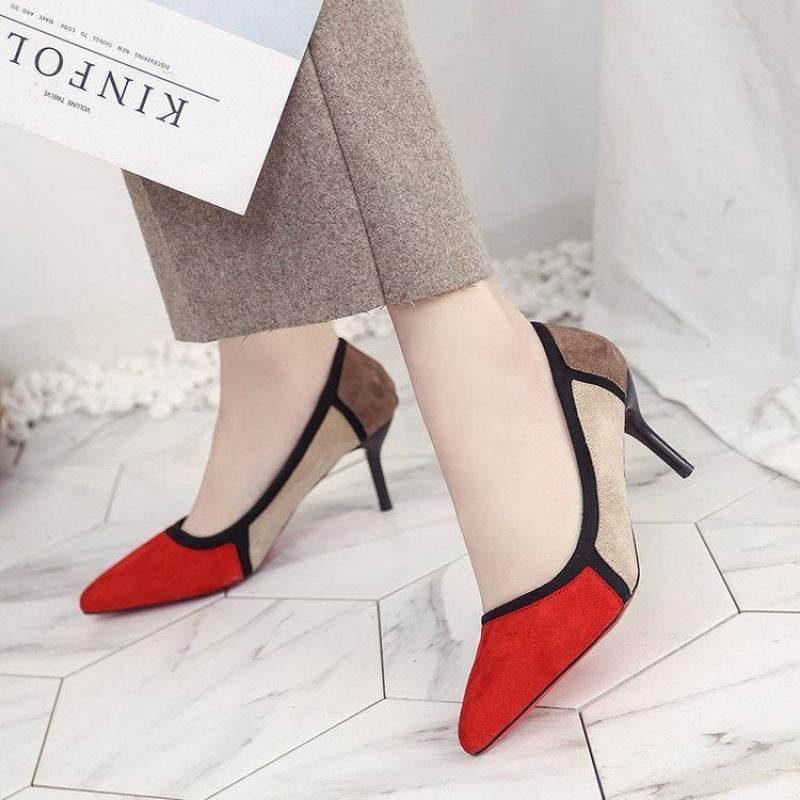 Pointed Toe Color Matching Party Shoes Stiletto Heels - MYLUXURY LANE ENTERPRISE