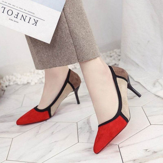 Pointed Toe Color Matching Party Shoes Stiletto Heels - MYLUXURY LANE ENTERPRISE