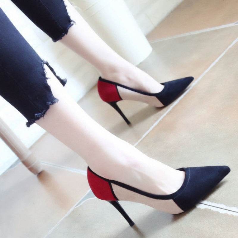Pointed Toe Color Matching Party Shoes Stiletto Heels - MYLUXURY LANE ENTERPRISE