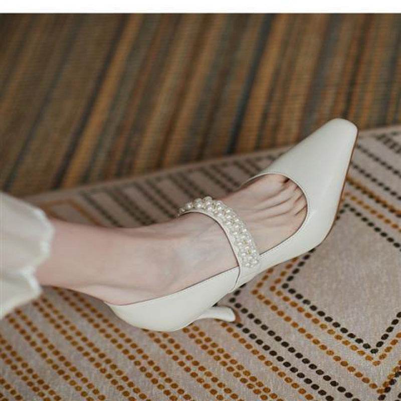 Temperament pointed toe single shoes women stiletto high heels women leather - MYLUXURY LANE ENTERPRISE