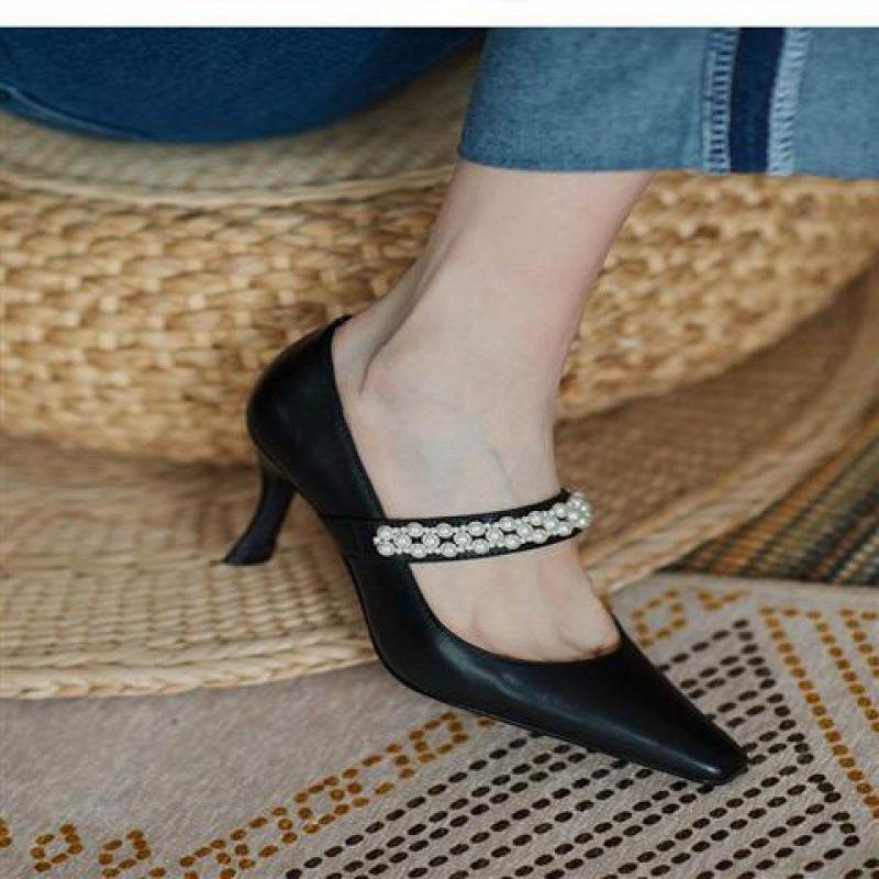 Temperament pointed toe single shoes women stiletto high heels women leather - MYLUXURY LANE ENTERPRISE