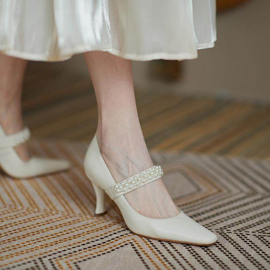 Temperament pointed toe single shoes women stiletto high heels women leather - MYLUXURY LANE ENTERPRISE