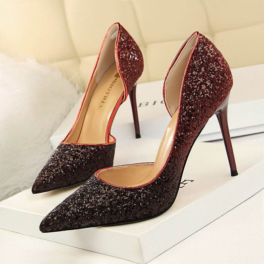 Gradient color block sequined high heels - MYLUXURY LANE ENTERPRISE