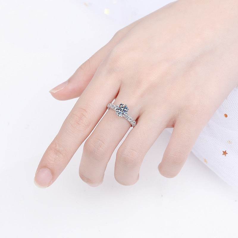 S925 Sterling Silver Female Pt950 Gold Plated Moissanite Ring - MYLUXURY LANE ENTERPRISE