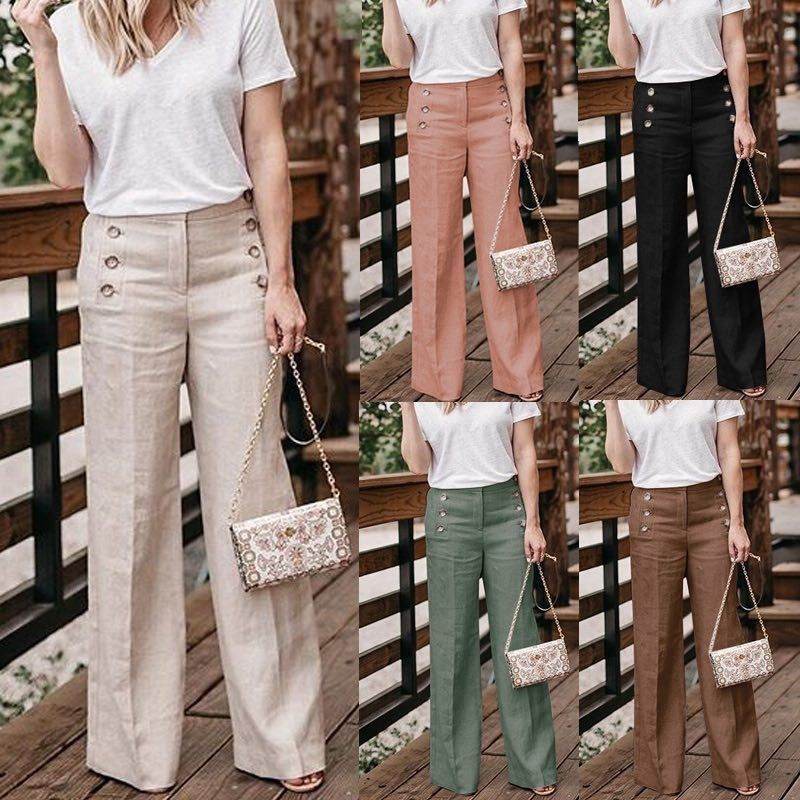 Button wide leg pants - MYLUXURY LANE ENTERPRISE