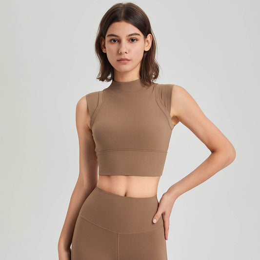 High Elastic Shockproof Running Exercise Underwear Turtleneck Fixed Cup Yoga Clothes Bra Vest - MYLUXURY LANE ENTERPRISE