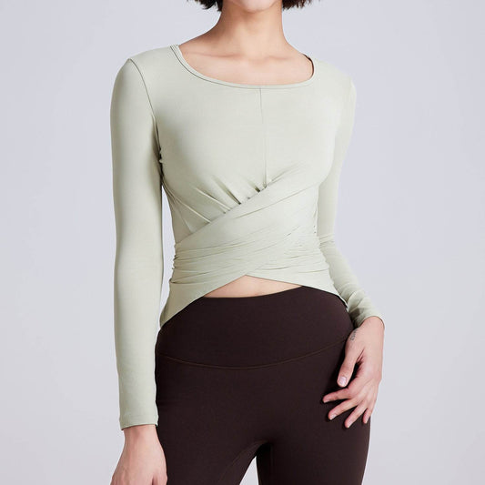 Cross Button Slim Fit Thin Yoga Wear Long Sleeve - MYLUXURY LANE ENTERPRISE