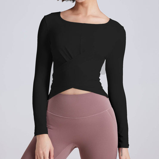 Cross Button Slim Fit Thin Yoga Wear Long Sleeve - MYLUXURY LANE ENTERPRISE
