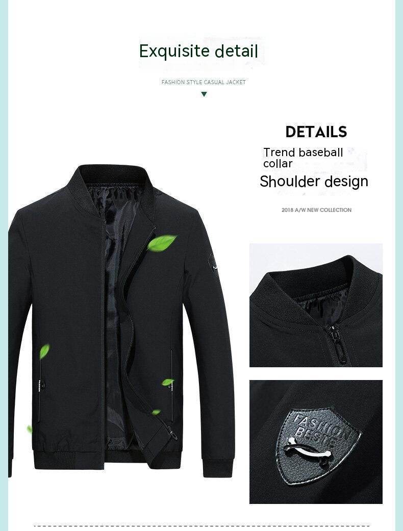 Men's Thin Coat Jacket Stand Collar Fashion Brand Casual Baseball Collar - MYLUXURY LANE ENTERPRISE