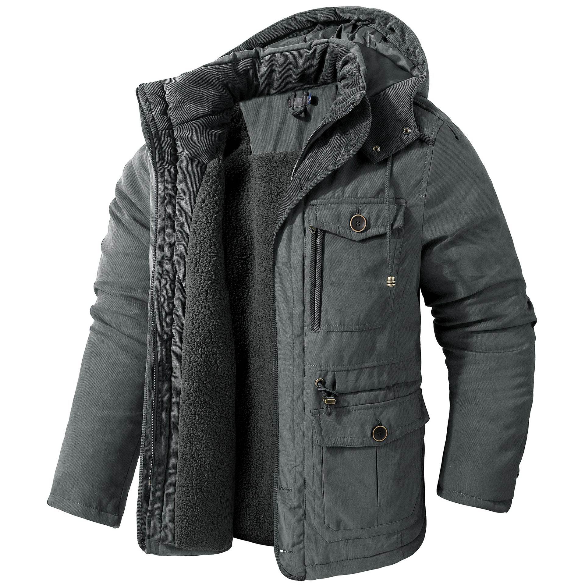 Men's Plus Size Lambswool Hooded Cotton Jacket - MYLUXURY LANE ENTERPRISE