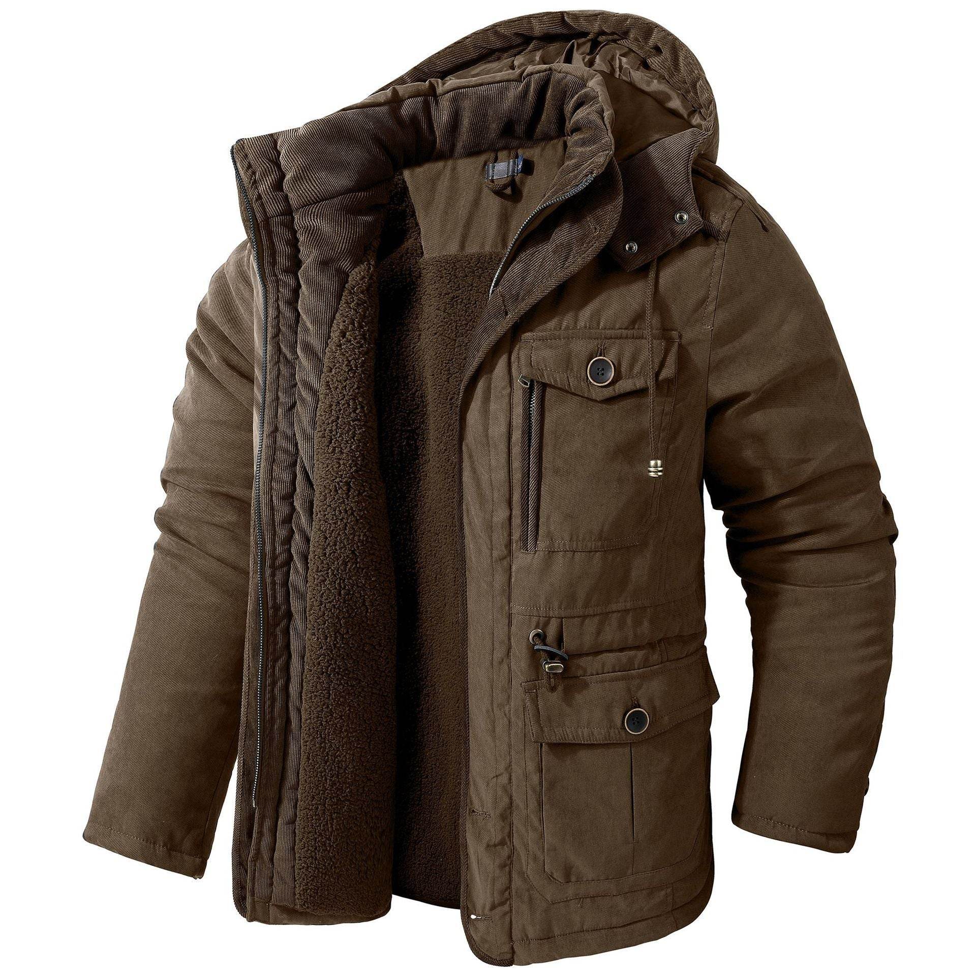 Men's Plus Size Lambswool Hooded Cotton Jacket - MYLUXURY LANE ENTERPRISE