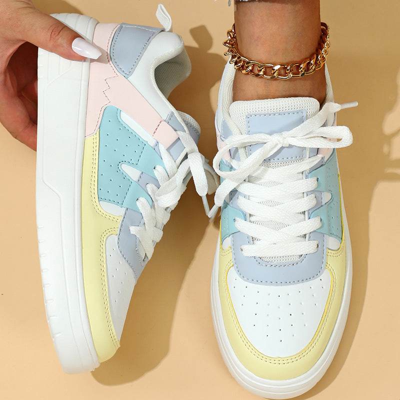 Trendy Fashion Platform Sneakers Soft Bottom Comfortable Lace-up Outdoor Casual Flat Shoes - MYLUXURY LANE ENTERPRISE
