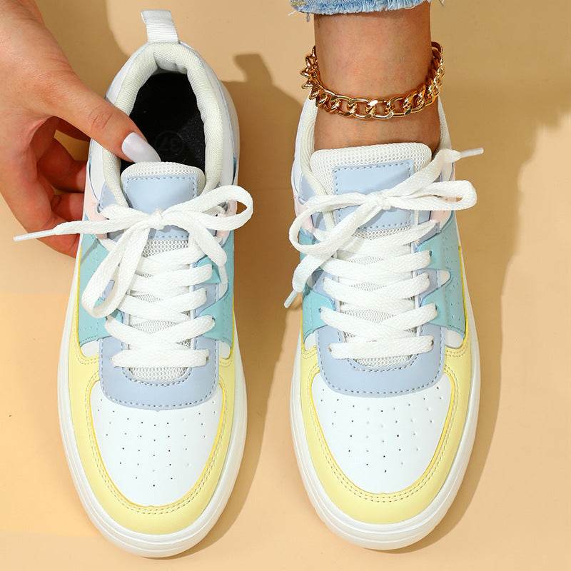 Trendy Fashion Platform Sneakers Soft Bottom Comfortable Lace-up Outdoor Casual Flat Shoes - MYLUXURY LANE ENTERPRISE