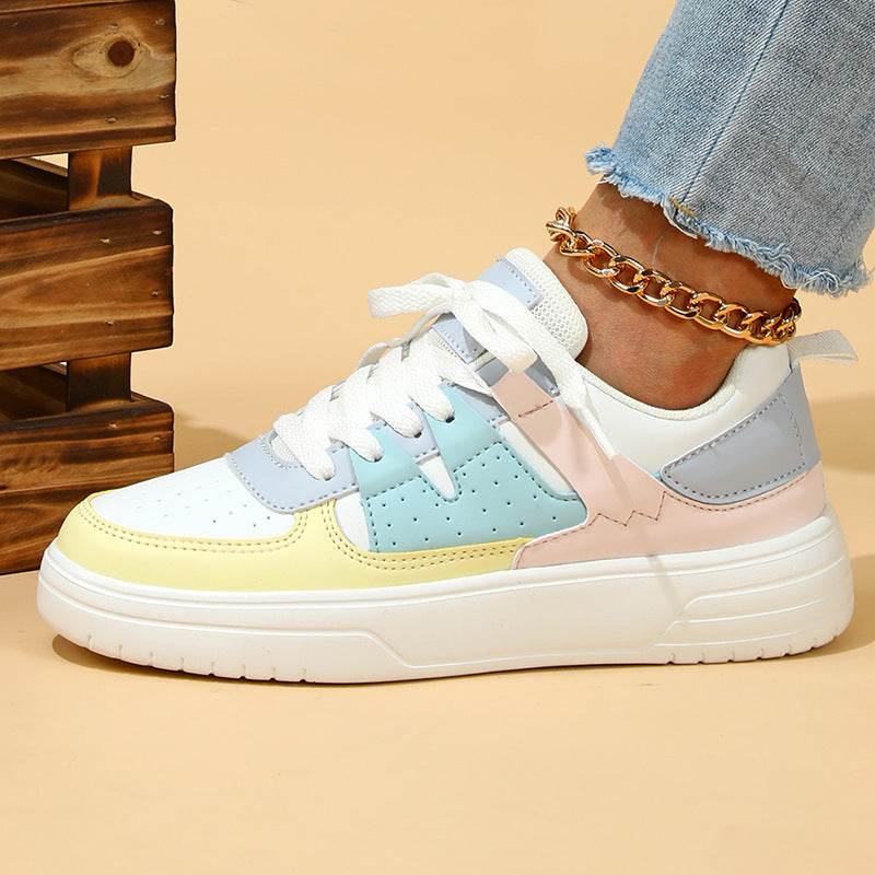 Trendy Fashion Platform Sneakers Soft Bottom Comfortable Lace-up Outdoor Casual Flat Shoes - MYLUXURY LANE ENTERPRISE