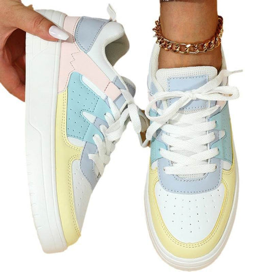 Trendy Fashion Platform Sneakers Soft Bottom Comfortable Lace-up Outdoor Casual Flat Shoes - MYLUXURY LANE ENTERPRISE