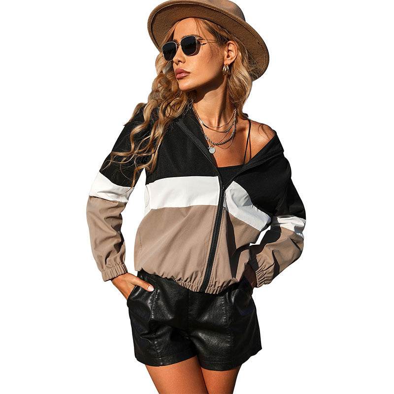 Foreign Trade Stitching Jacket Cardigan Sports Contrast Color Zipper Cap - MYLUXURY LANE ENTERPRISE