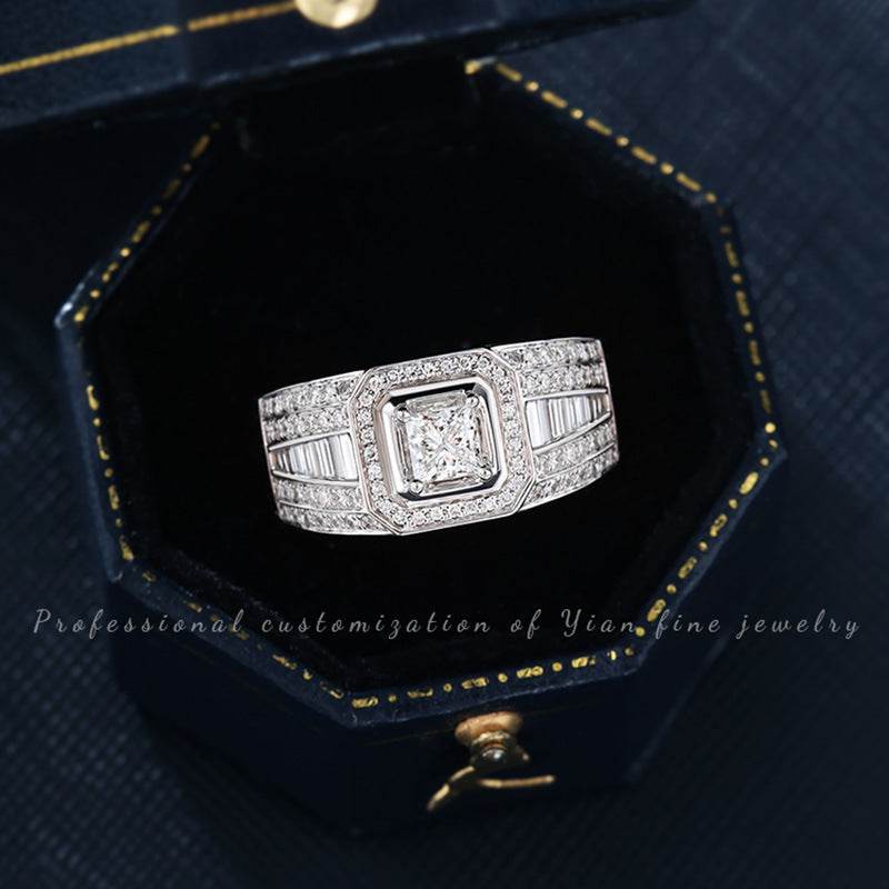 18K Gold Platinum Gold Plated Princess Square Diamond Ring - MYLUXURY LANE ENTERPRISE