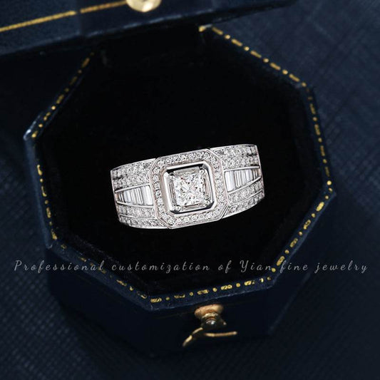 18K Gold Platinum Gold Plated Princess Square Diamond Ring - MYLUXURY LANE ENTERPRISE