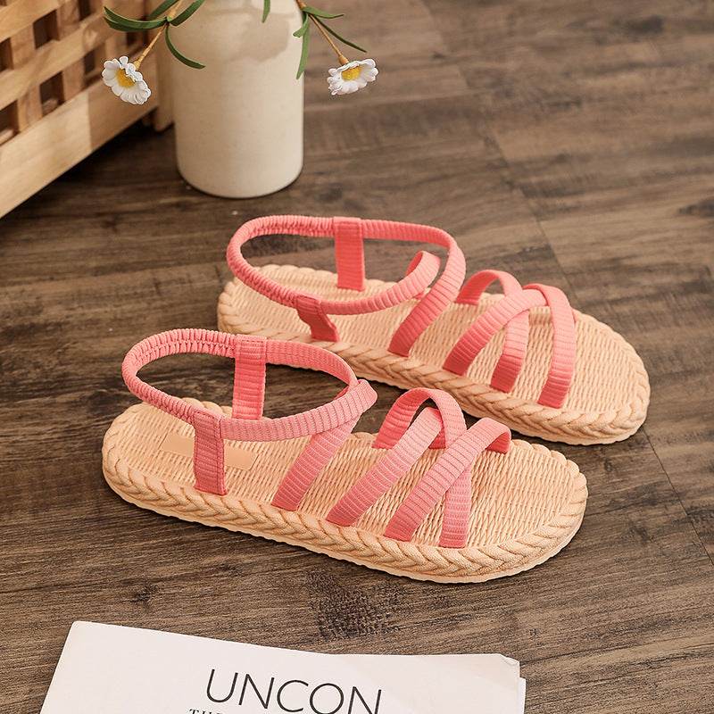 New Sandals Women's Imitation Straw Travel Beach - MYLUXURY LANE ENTERPRISE