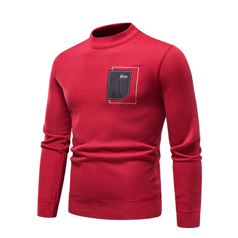 Men's Pasted Letter Embroidered Sweater Half High Neck - MYLUXURY LANE ENTERPRISE
