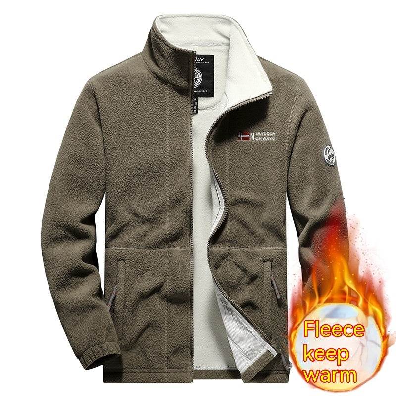 Men's Fashion Double Polar Warm Stand Collar Fleece Jacket - MYLUXURY LANE ENTERPRISE