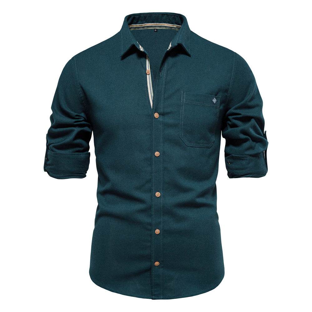 Men's Fashion Casual Lapel Long Sleeve Shirt - MYLUXURY LANE ENTERPRISE
