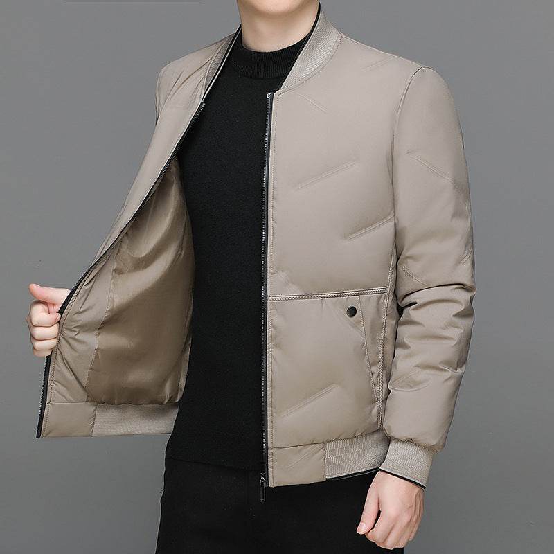Fashion Down Jacket Winter Warm Baseball Jacket For Men Casual All-match Solid Color Coat - MYLUXURY LANE ENTERPRISE
