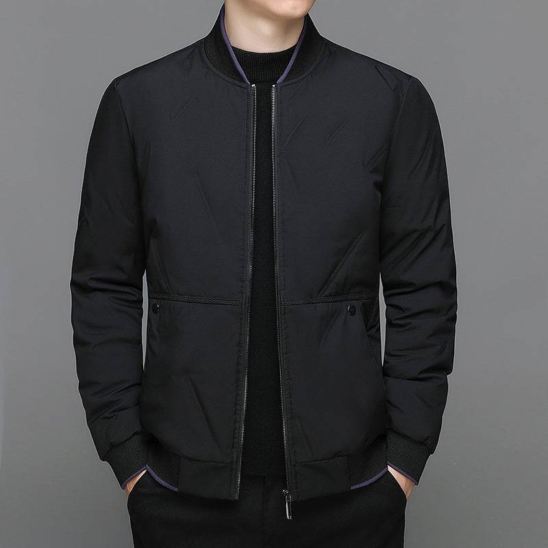 Fashion Down Jacket Winter Warm Baseball Jacket For Men Casual All-match Solid Color Coat - MYLUXURY LANE ENTERPRISE
