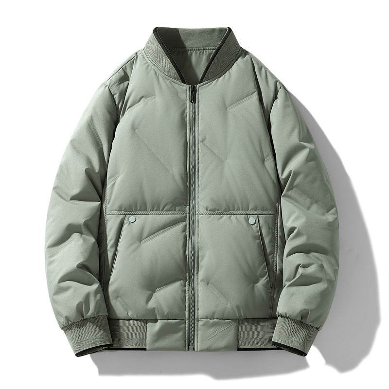 Fashion Down Jacket Winter Warm Baseball Jacket For Men Casual All-match Solid Color Coat - MYLUXURY LANE ENTERPRISE