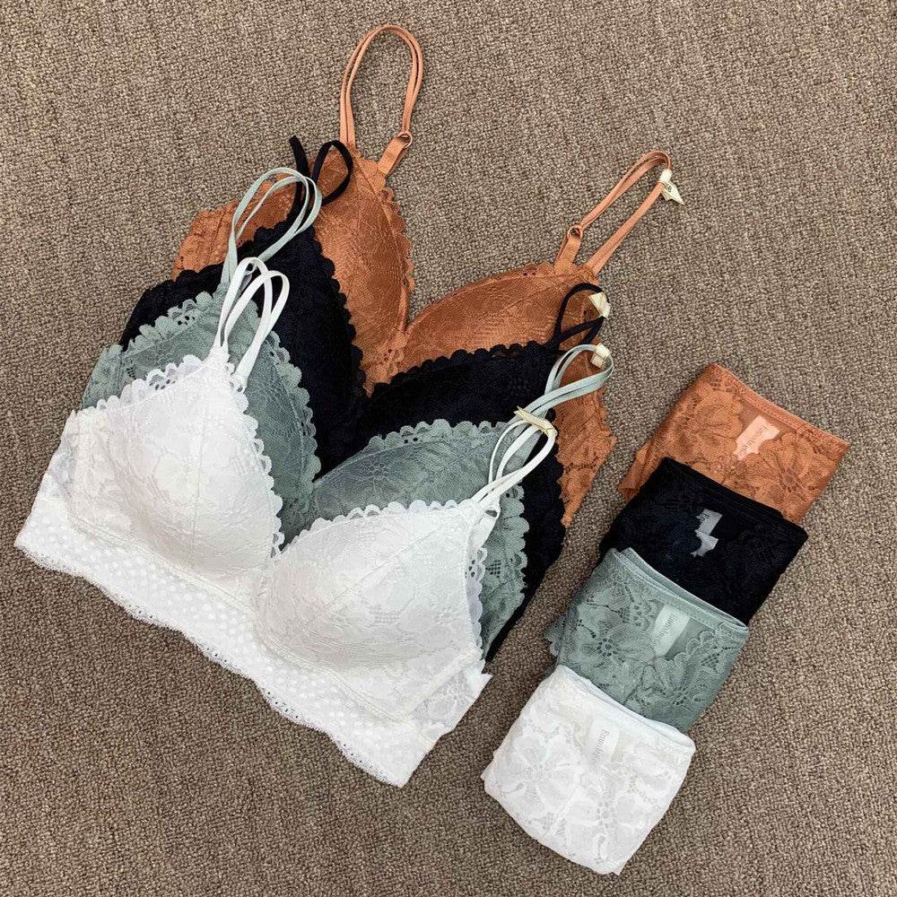 No steel ring thin cotton lace bra set - MYLUXURY LANE ENTERPRISE