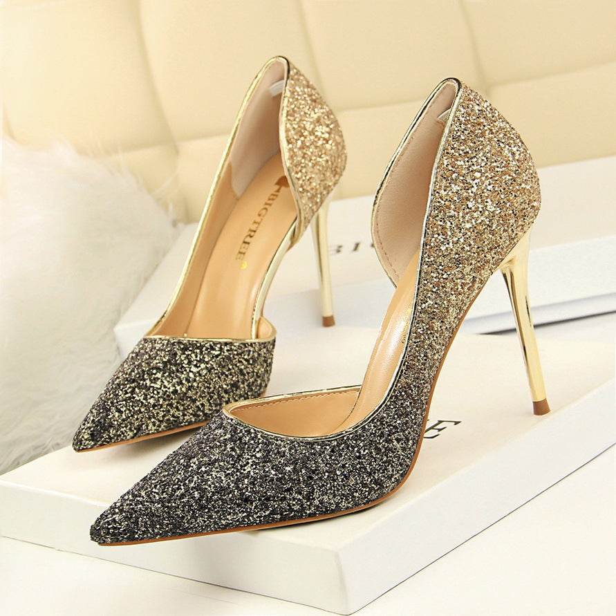 Gradient color block sequined high heels - MYLUXURY LANE ENTERPRISE