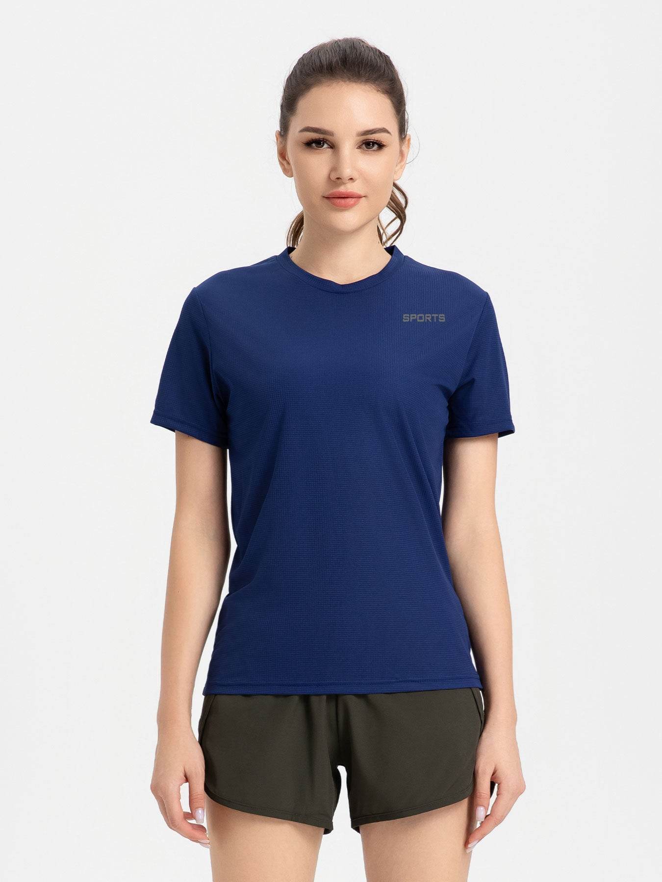 Women's Sports Short Sleeve Quick-drying Breathable Cooldry Gym Running Training Printed Top Round Neck T-shirt - MYLUXURY LANE ENTERPRISE